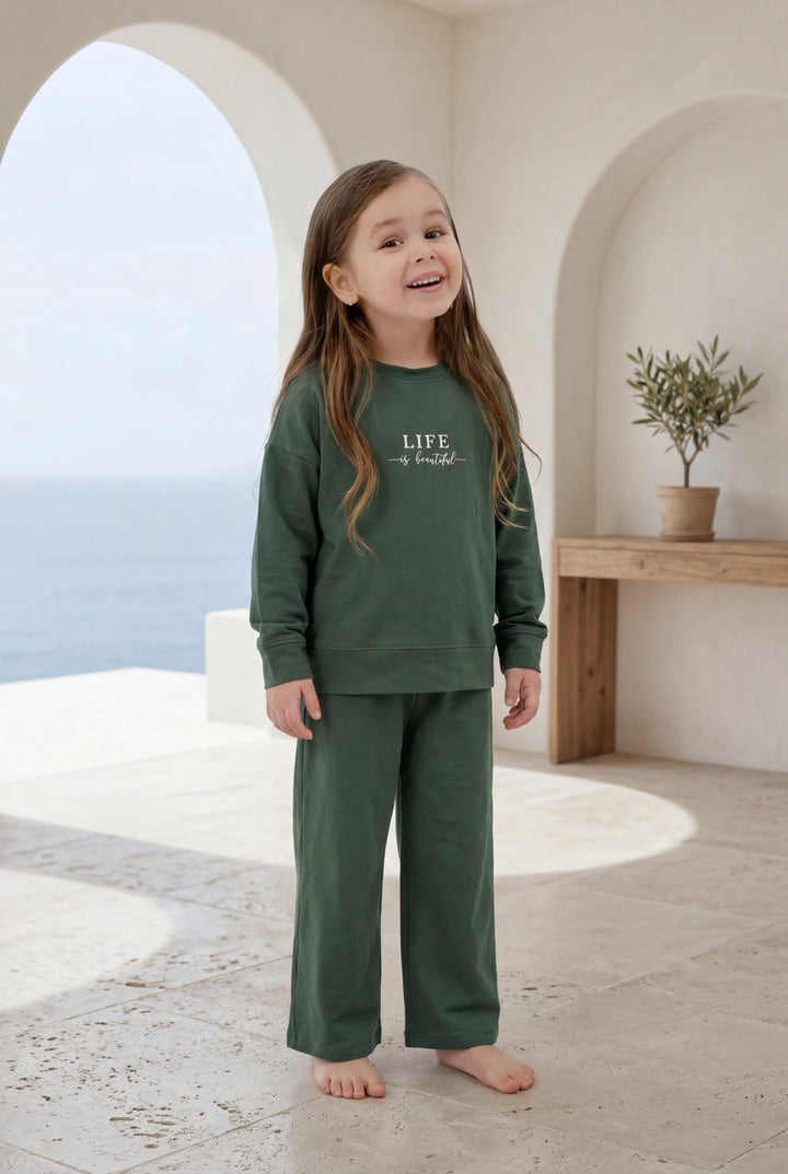 "life is beautiful" sleeve pajamas KIDS