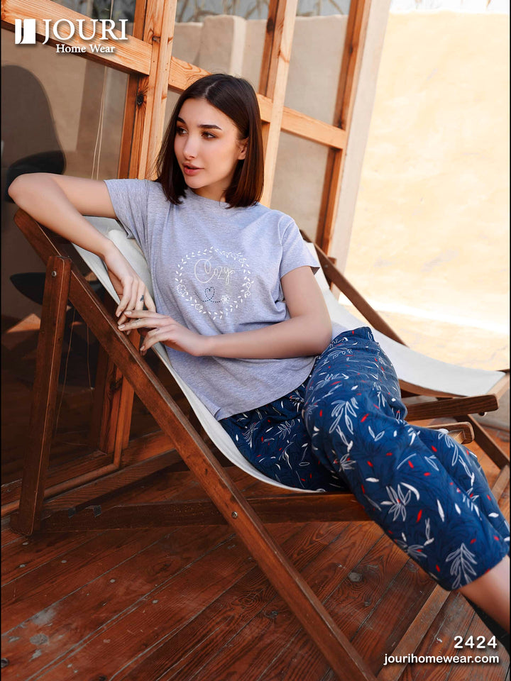 Women's half-sleeve circular branch pajamas