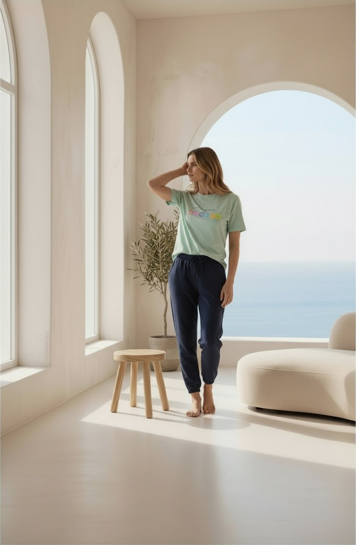 Jouri Mint Tee & Navy Jogger Set /4726