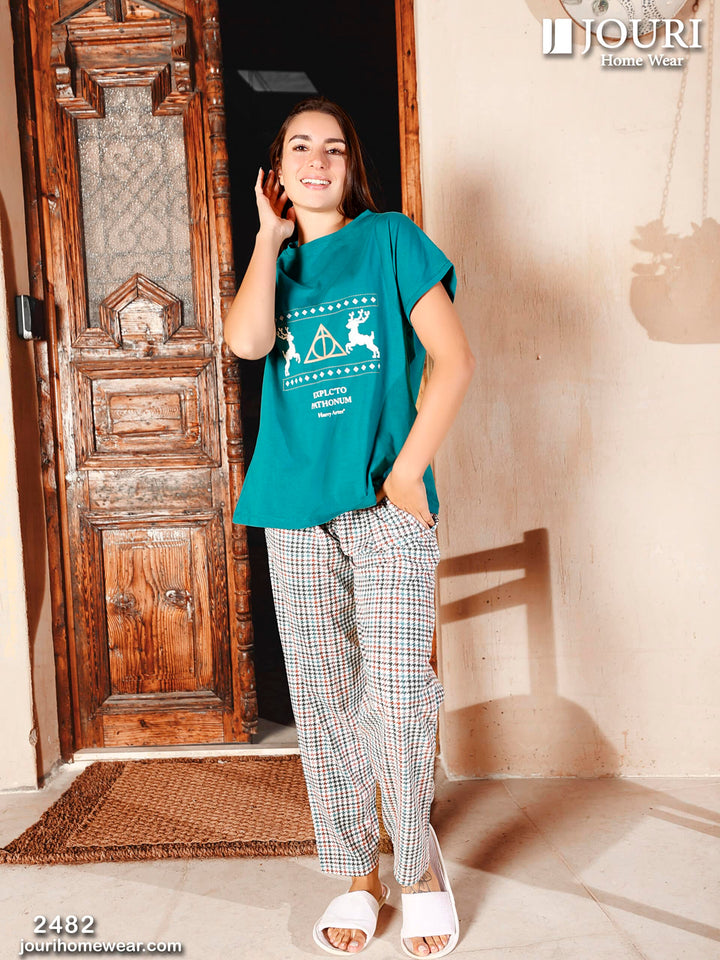 "EXPLCTO" Women's half sleeve pajamas