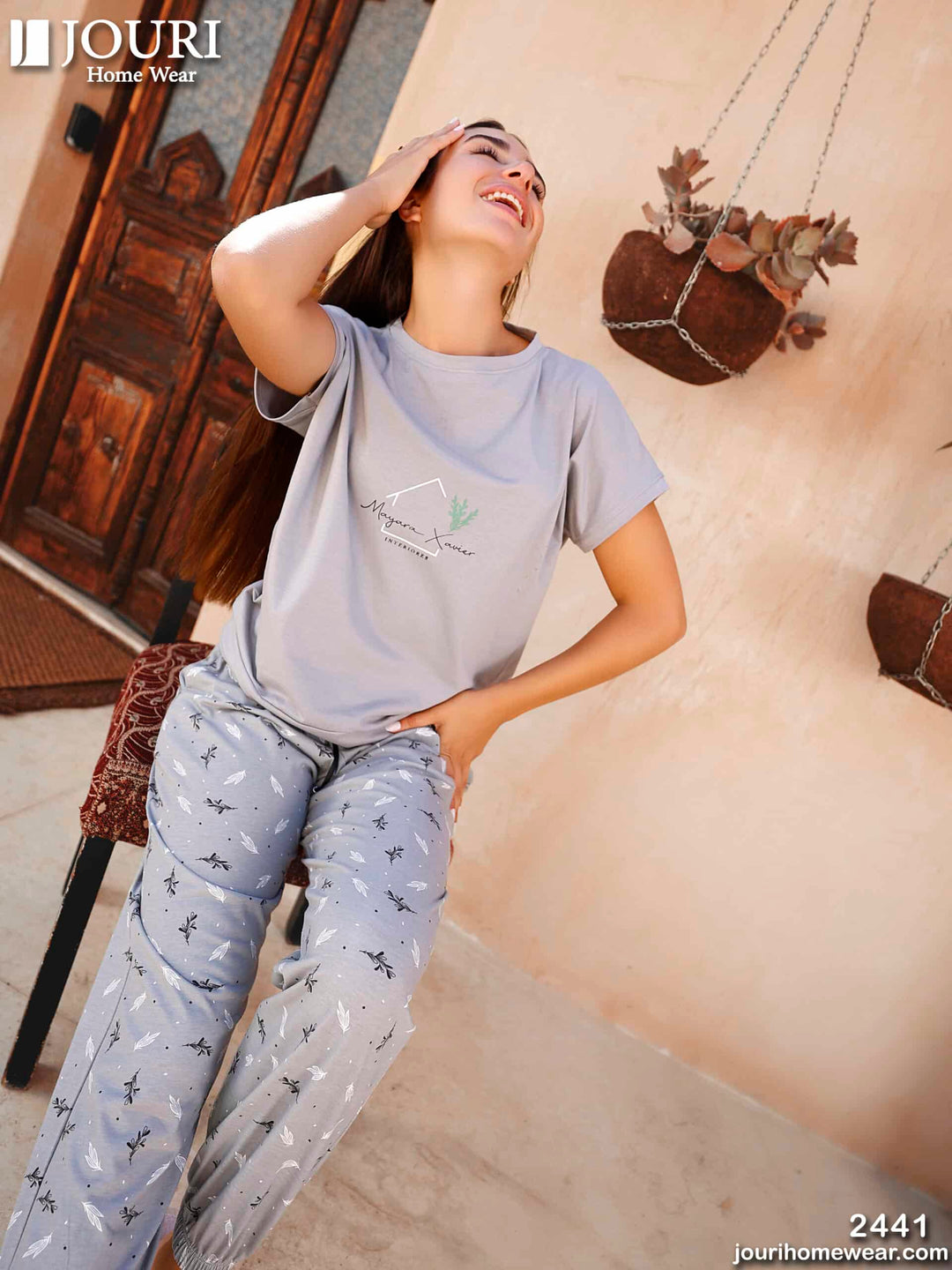 "Mayara" Women's pajamas, half sleeves, gray