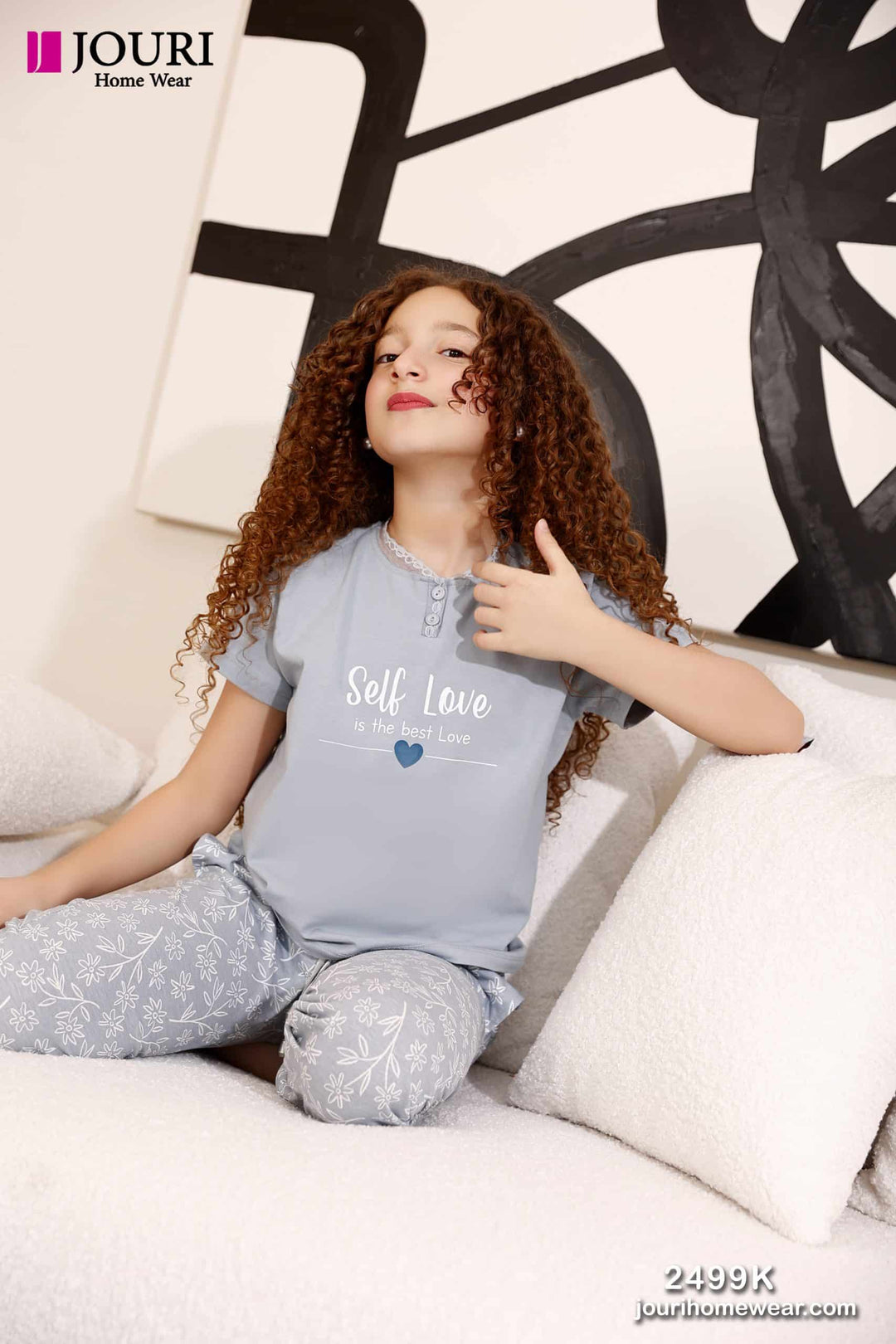 "Self Love" Girls' Half-Sleeve Pajamas