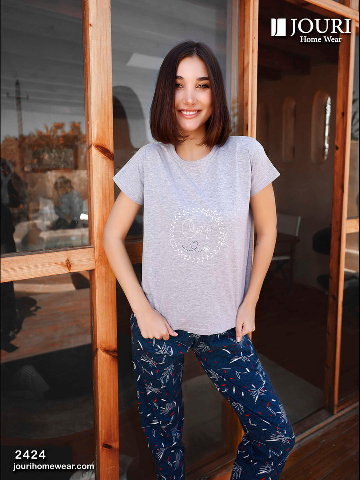 Women's half-sleeve circular branch pajamas