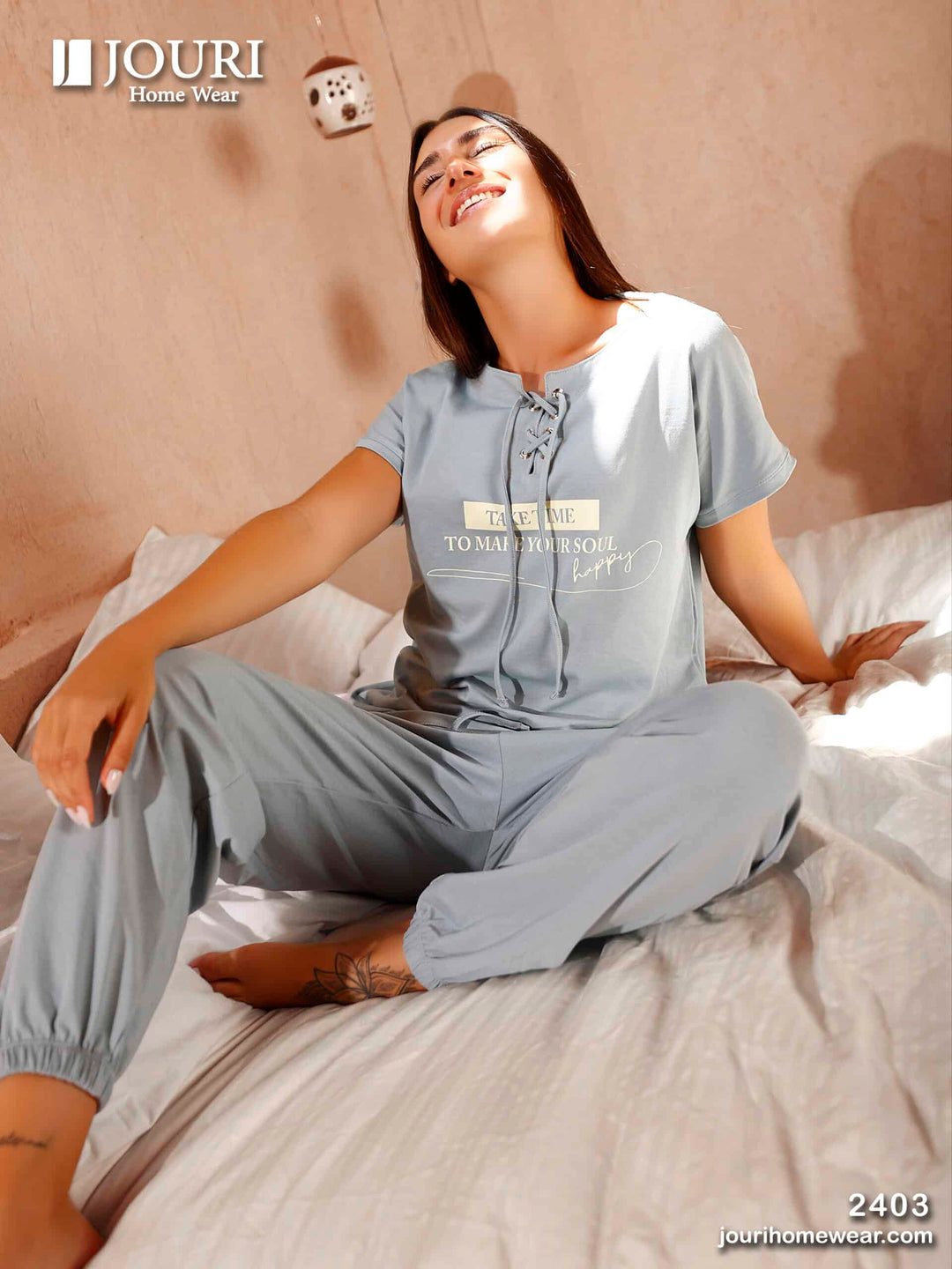 "Take Time" Women's Half Sleeve Pajamas