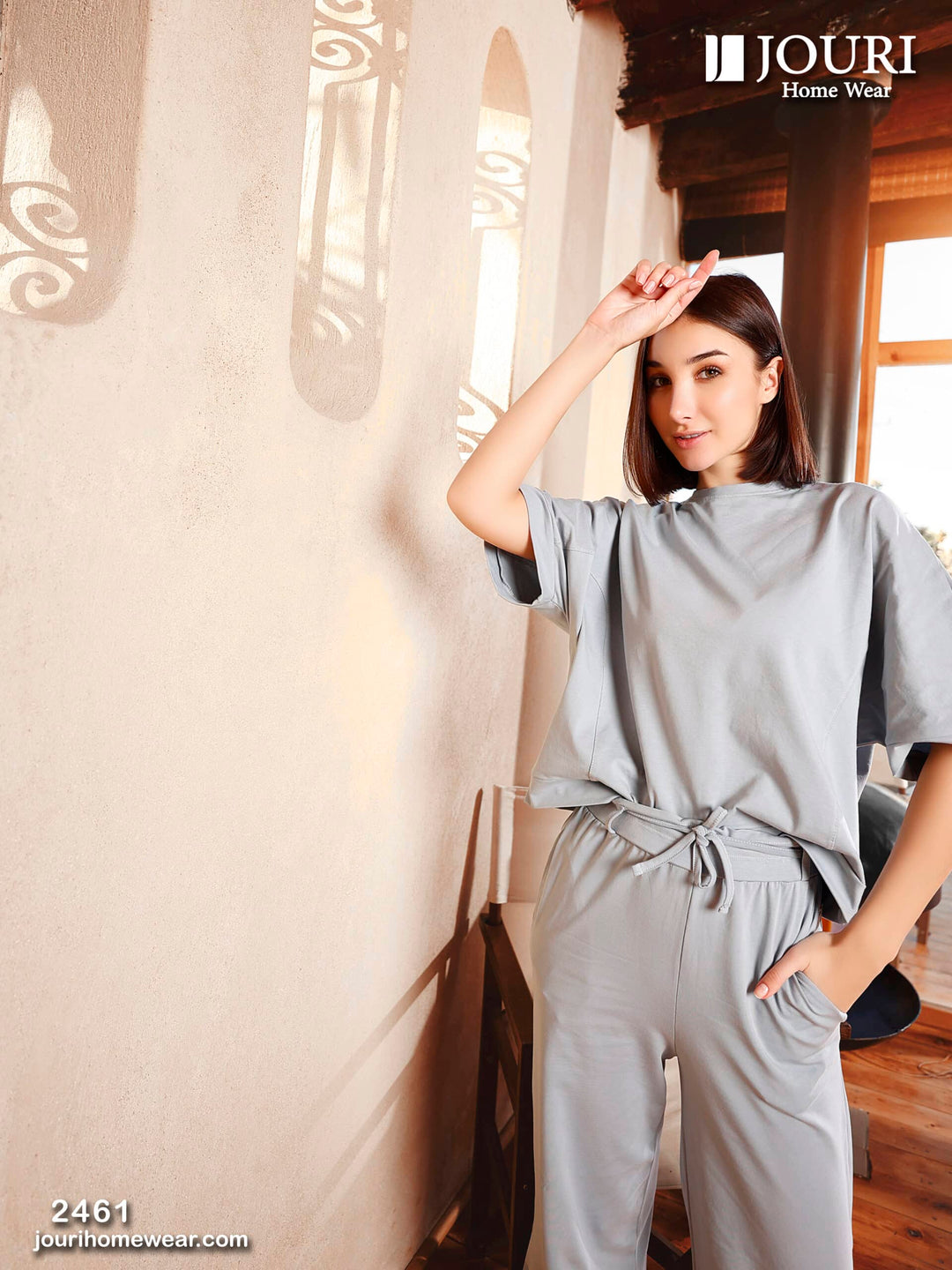 Women's half-sleeve pajamas with belt