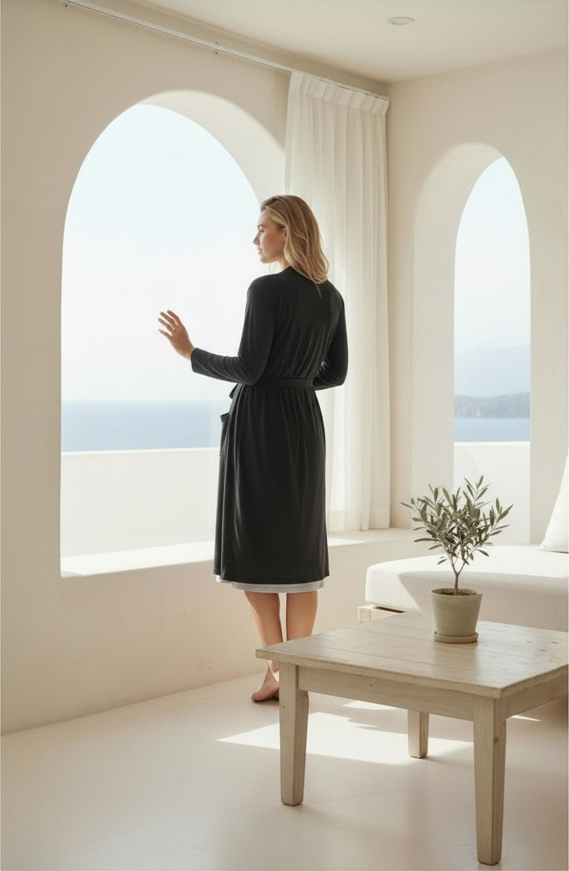 Jouri Black Lounge Robe Set / 2845