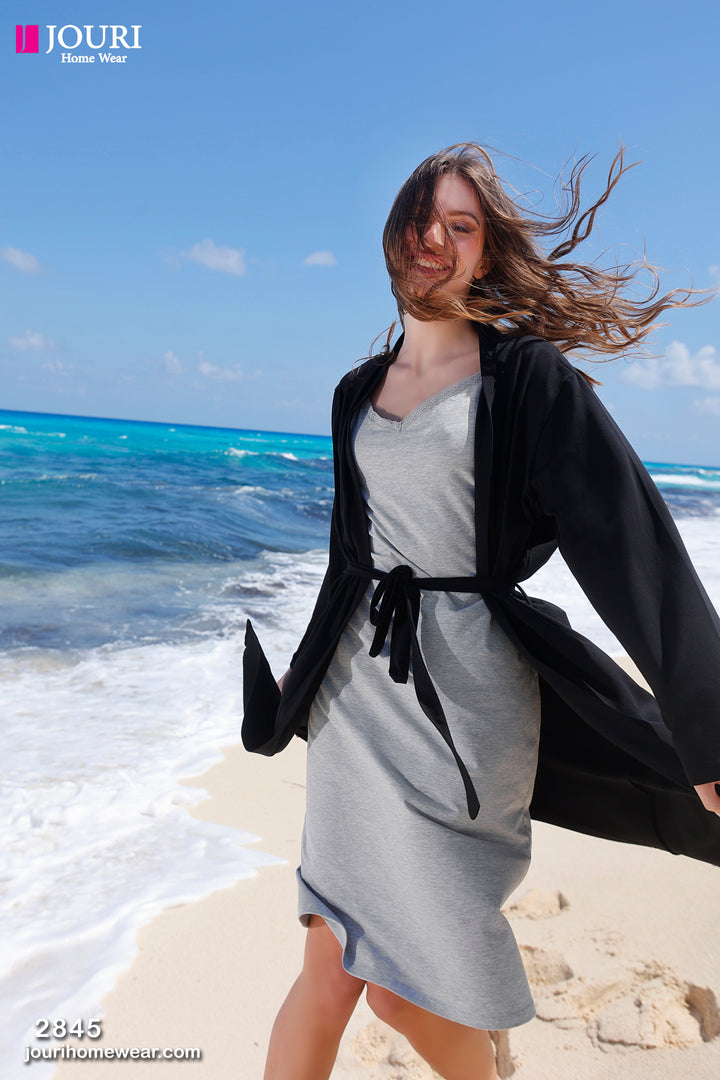 Long gray & black robe