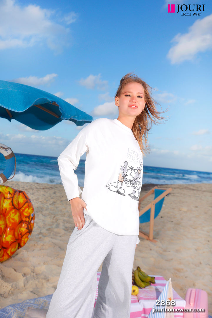 Mickey Mouse half-sleeve Wاite pajamas