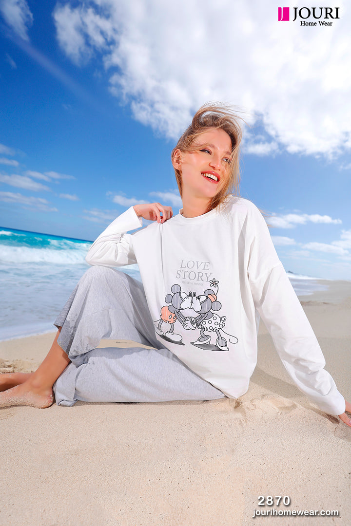 Mickey Mouse half-sleeve Wاite pajamas