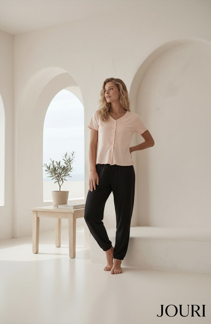 Jouri Soft Pink Relaxed Pajama Set / 4725