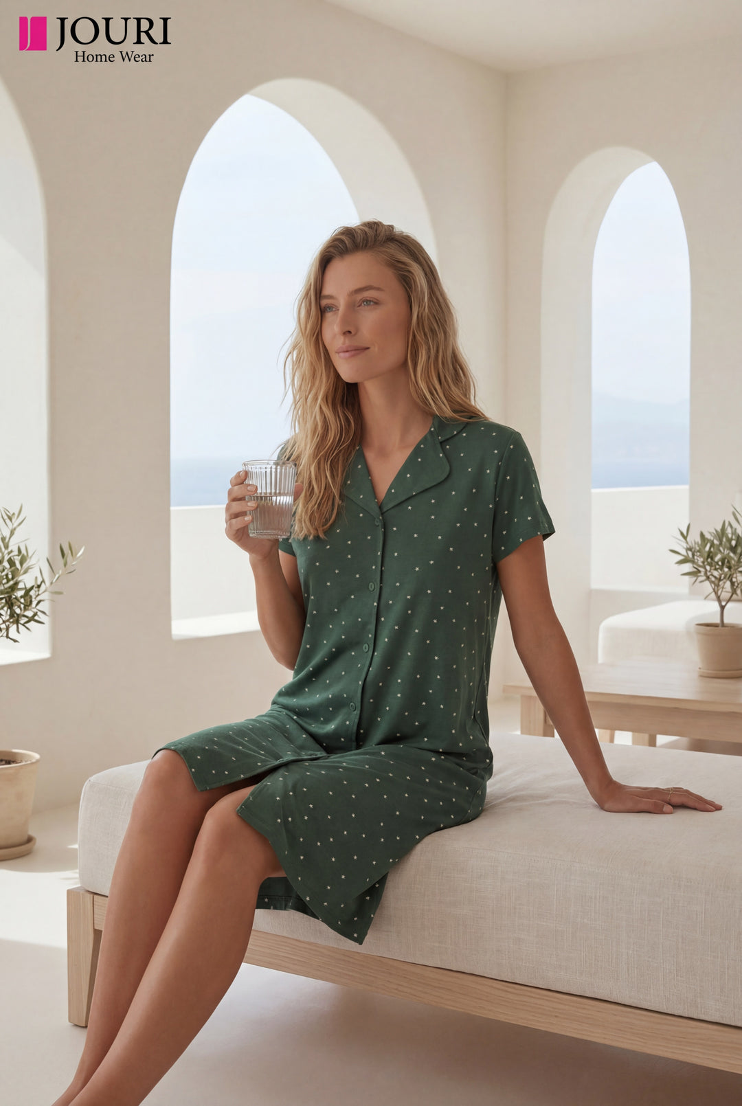 Women’s Green Polka Dot Sleep Shirt l 8003