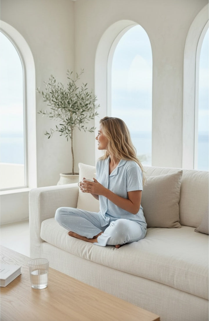 Jouri Light Blue Classic Pajama Set / 2857