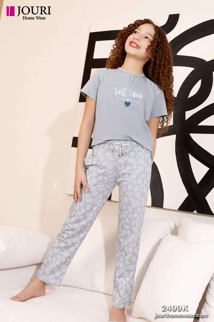 "Self Love" Girls' Half-Sleeve Pajamas