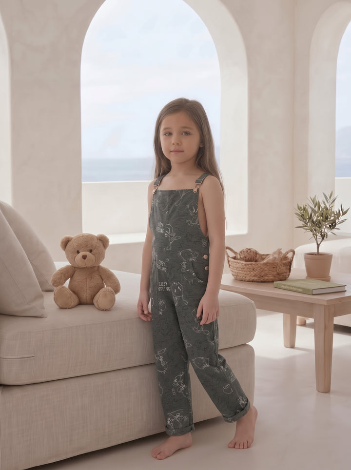 Kids Printed Jumpsuit Pajama 8080 k