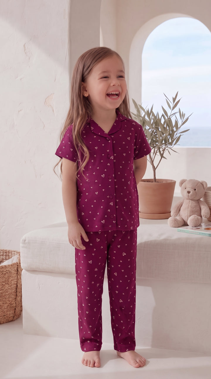 Kids Heart Print Pajama Set 2841 k