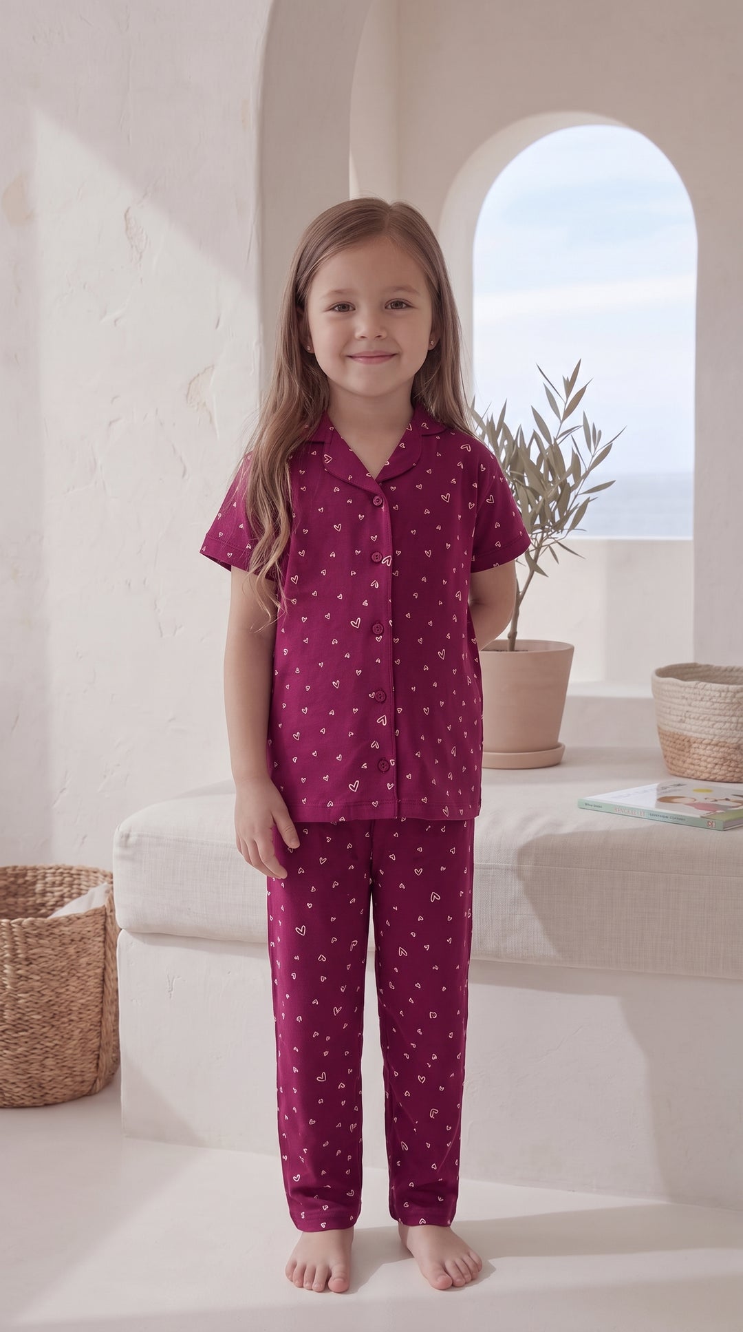 Kids Heart Print Pajama Set 2841 k