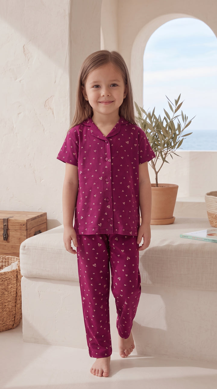 Kids Heart Print Pajama Set 2841 k