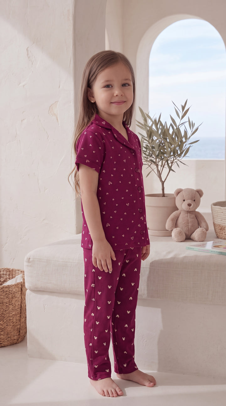 Kids Heart Print Pajama Set 2841 k