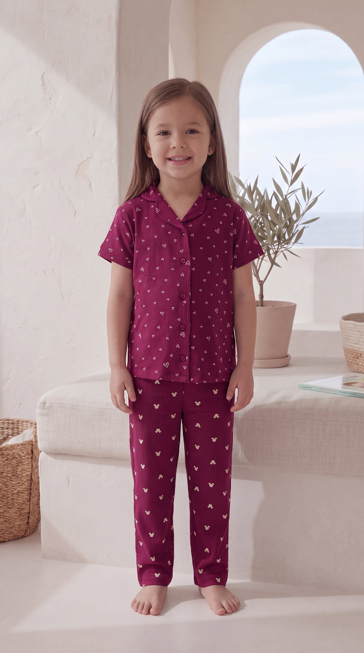 Kids Heart Print Pajama Set 2841 k