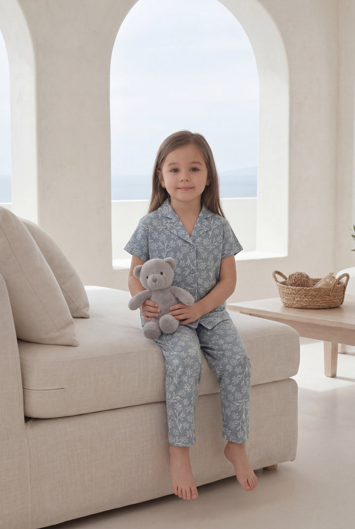 Girls' pajamas with half-sleeve buttons