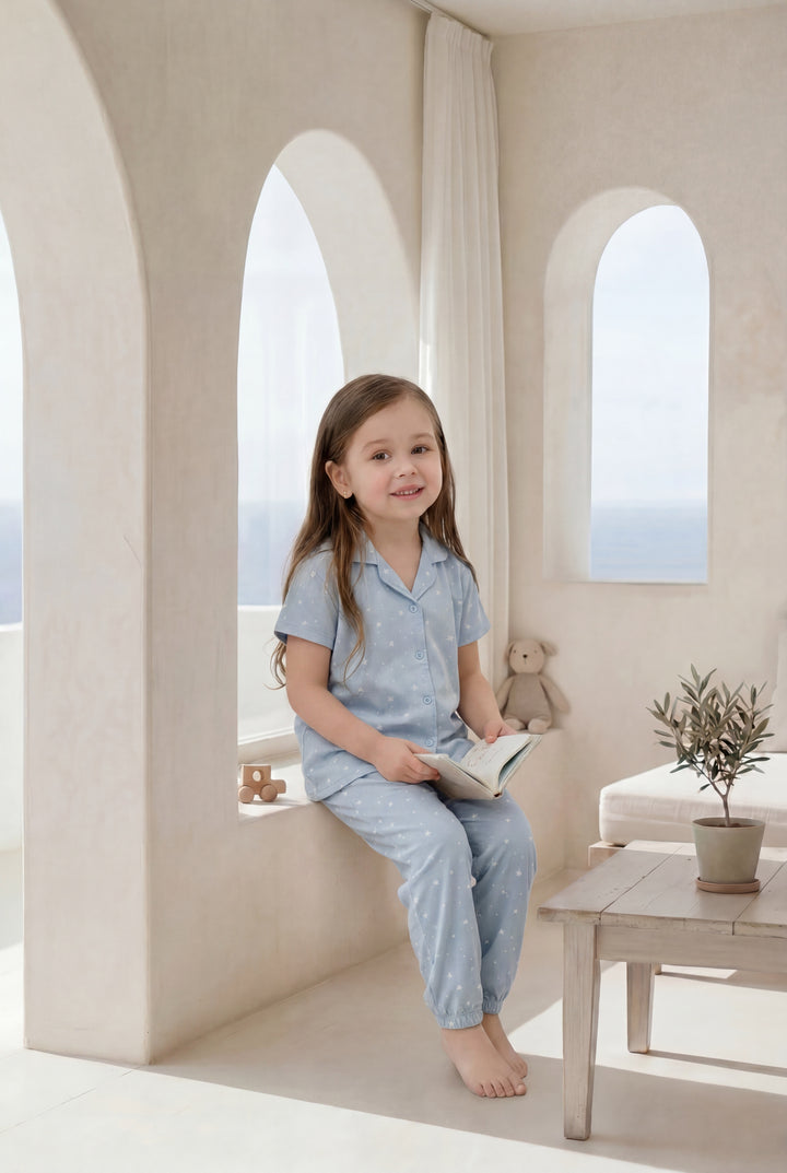 Girls Blue Polka Dot Pajama Set l 3141