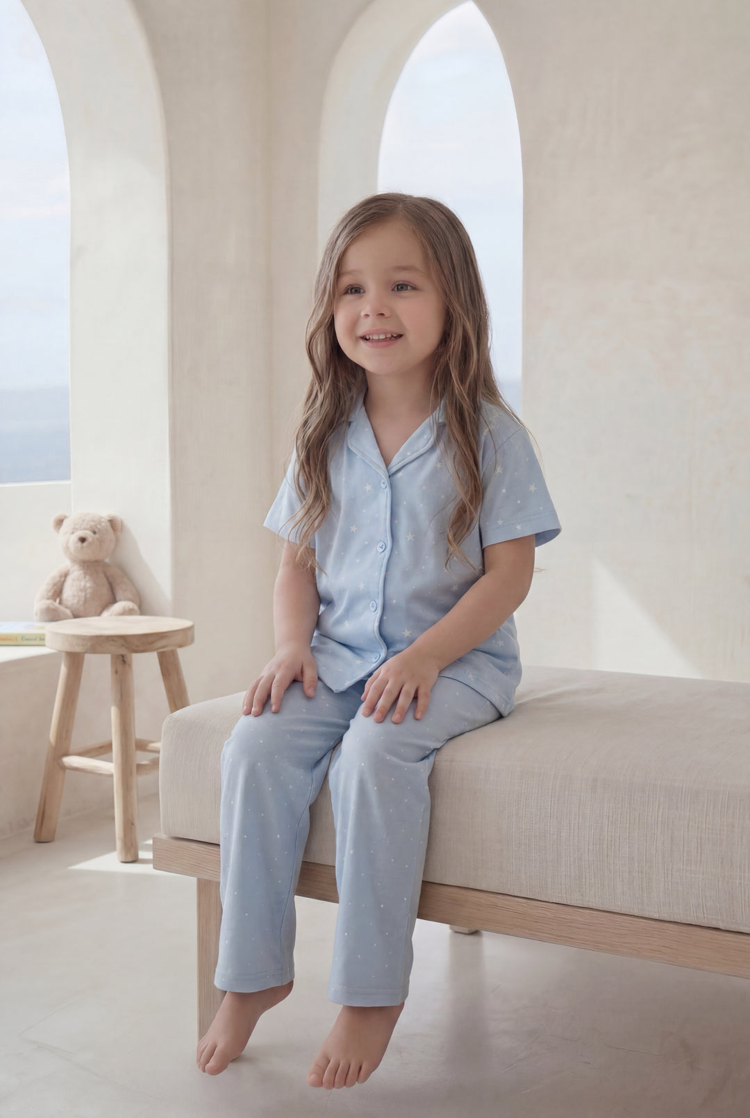 Girls Blue Polka Dot Pajama Set l 3141