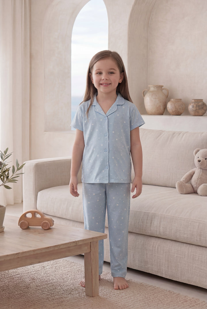 Girls Blue Polka Dot Pajama Set l 3141