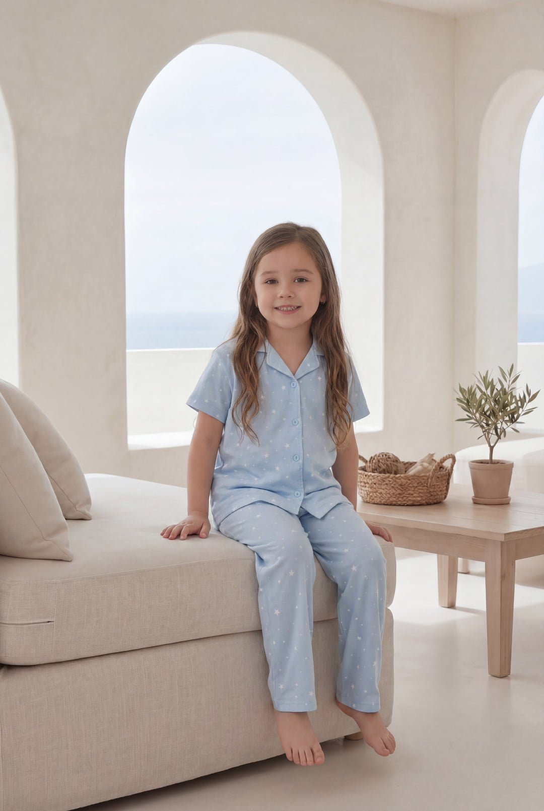 Girls Blue Polka Dot Pajama Set l 3141