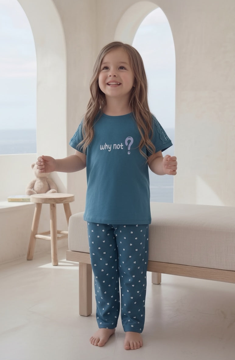 "?WHY NOT" Girls' pajamas, half sleeves