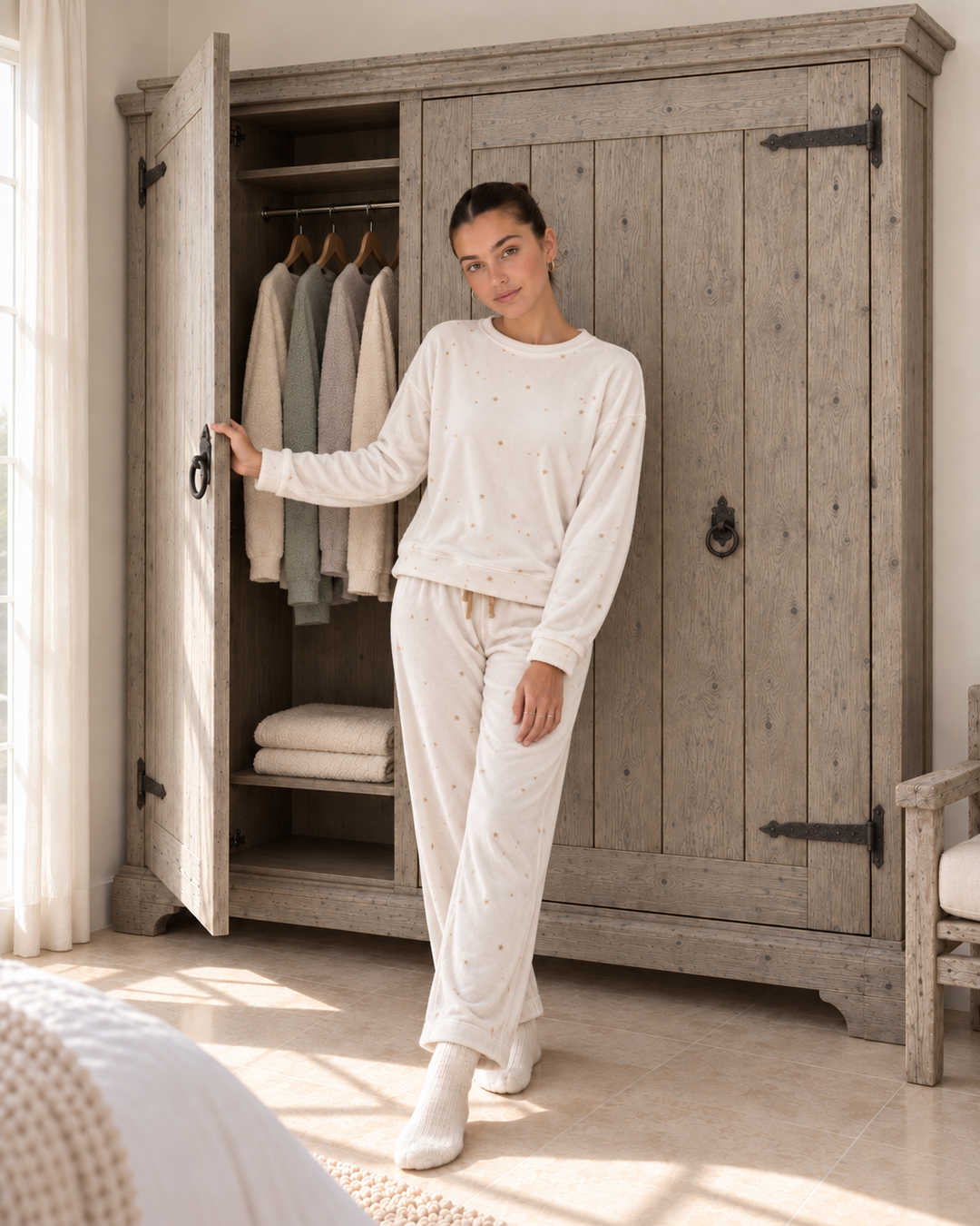 Printed Cozy Pajama Set – Soft Winter Sleepwear/6071
