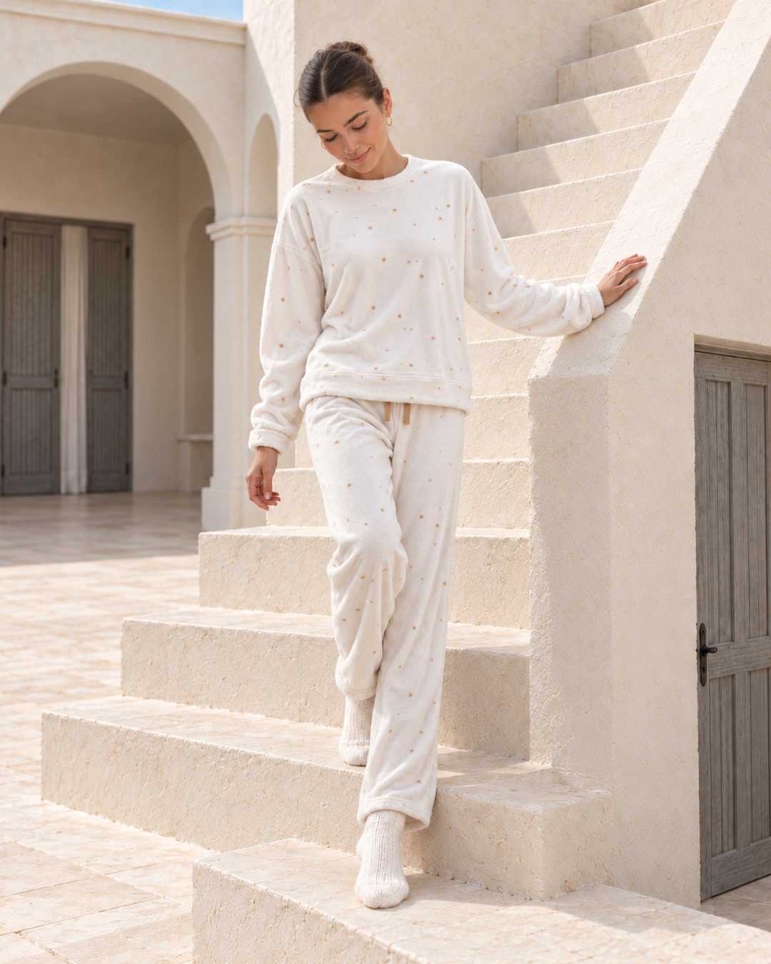 Printed Cozy Pajama Set – Soft Winter Sleepwear/6071