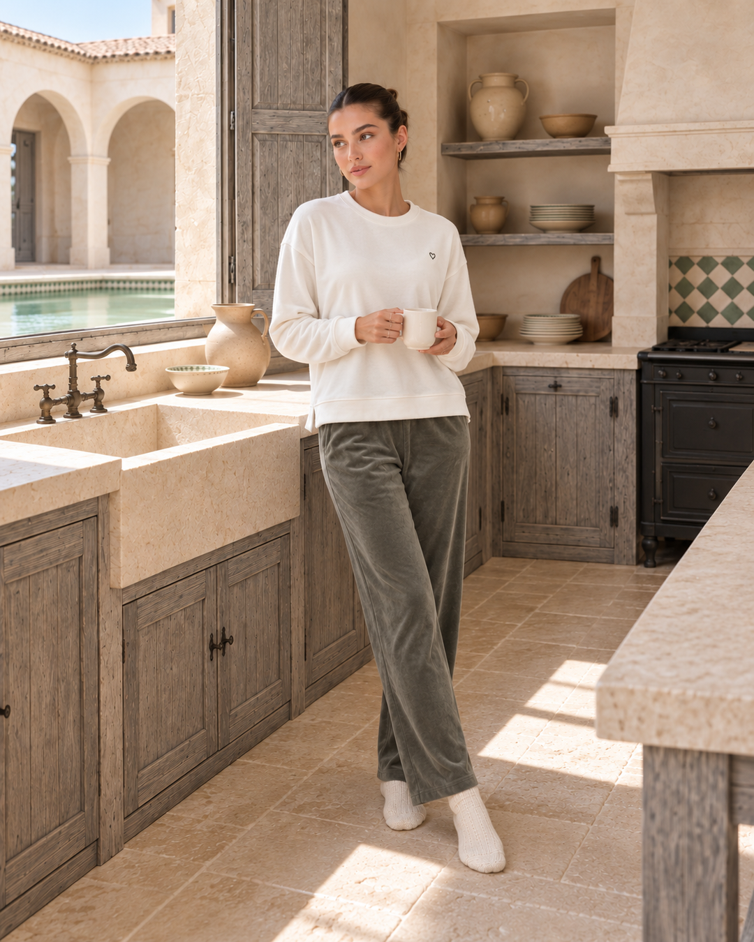 JOURI Two-Tone Pajama Set - 9011, Olive Green