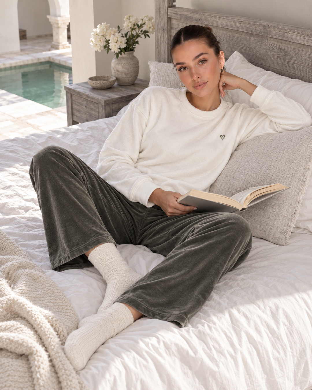 JOURI Two-Tone Pajama Set - 9011, Olive Green