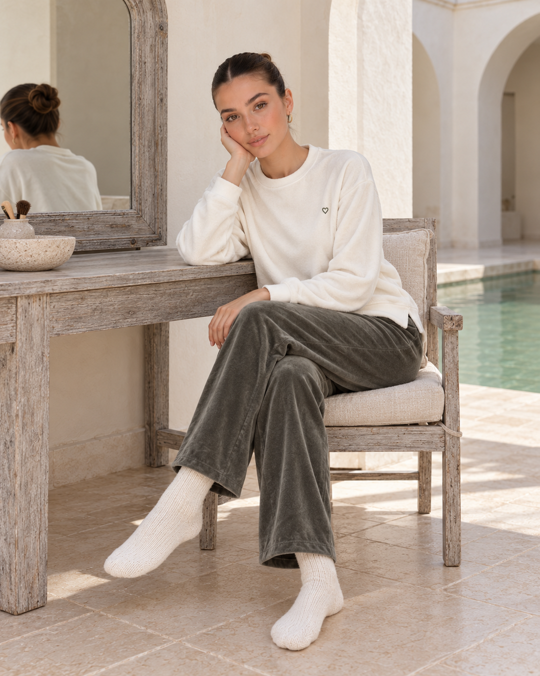 JOURI Two-Tone Pajama Set - 9011, Olive Green