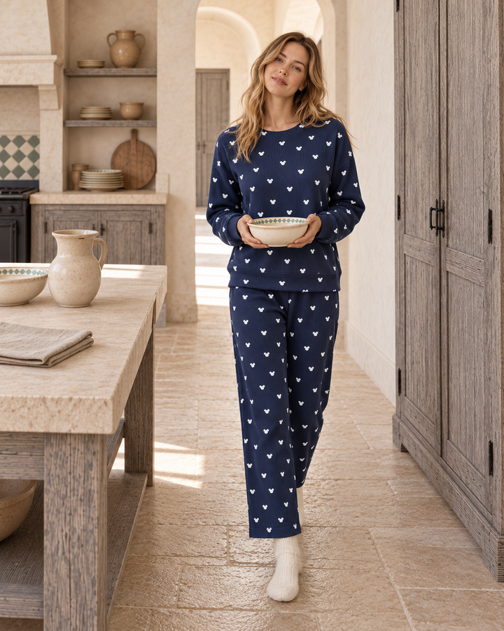 JOURI Heart-Print Pajama Set - 9007, Navy