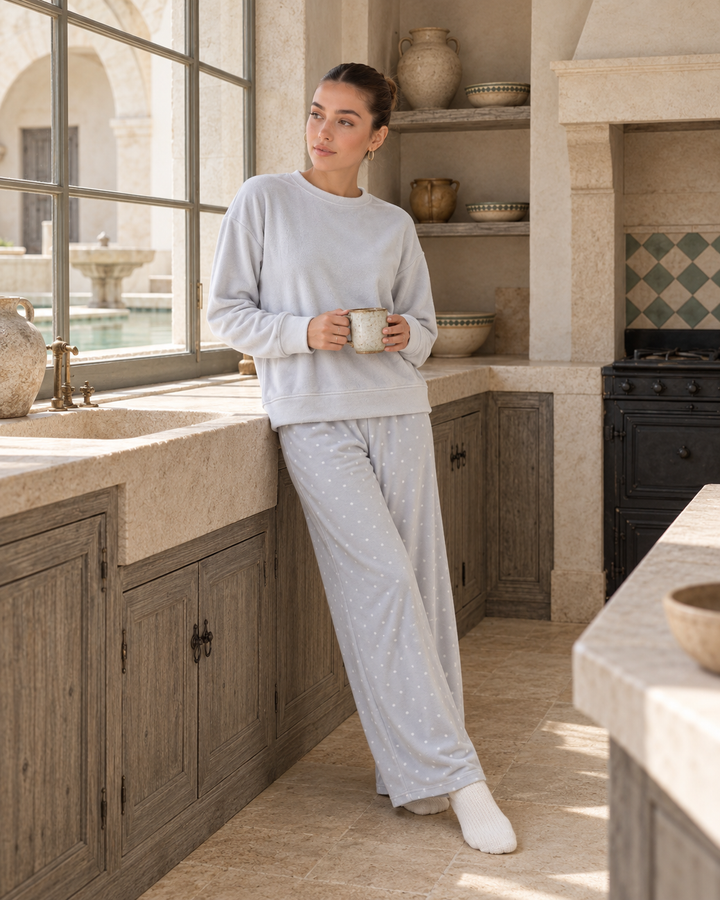 JOURI Star-Trouser Pajama Set - 9008, Light Gray