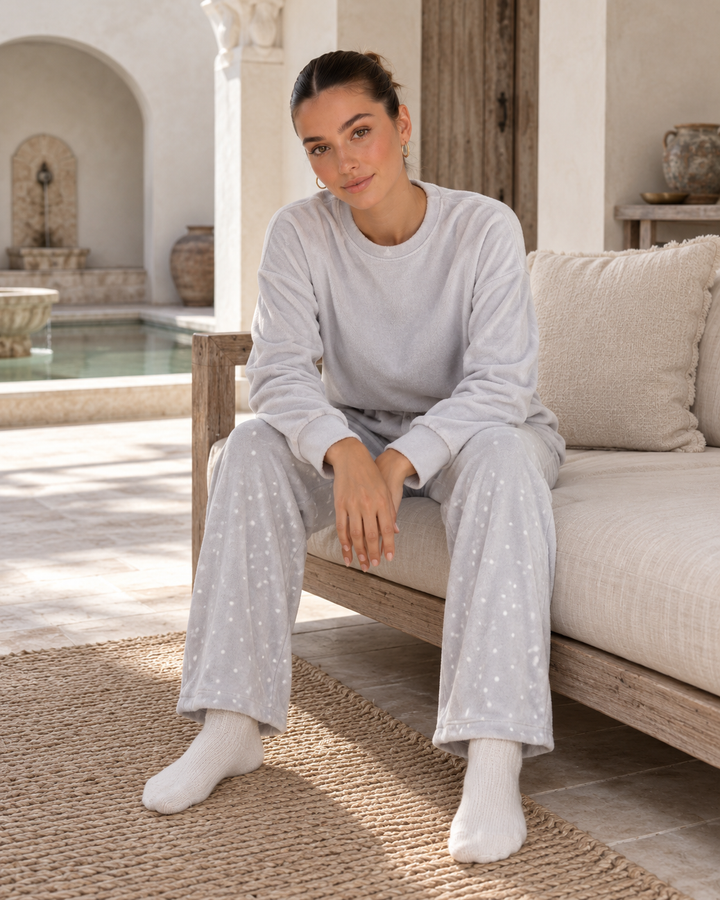 JOURI Star-Trouser Pajama Set - 9008, Light Gray