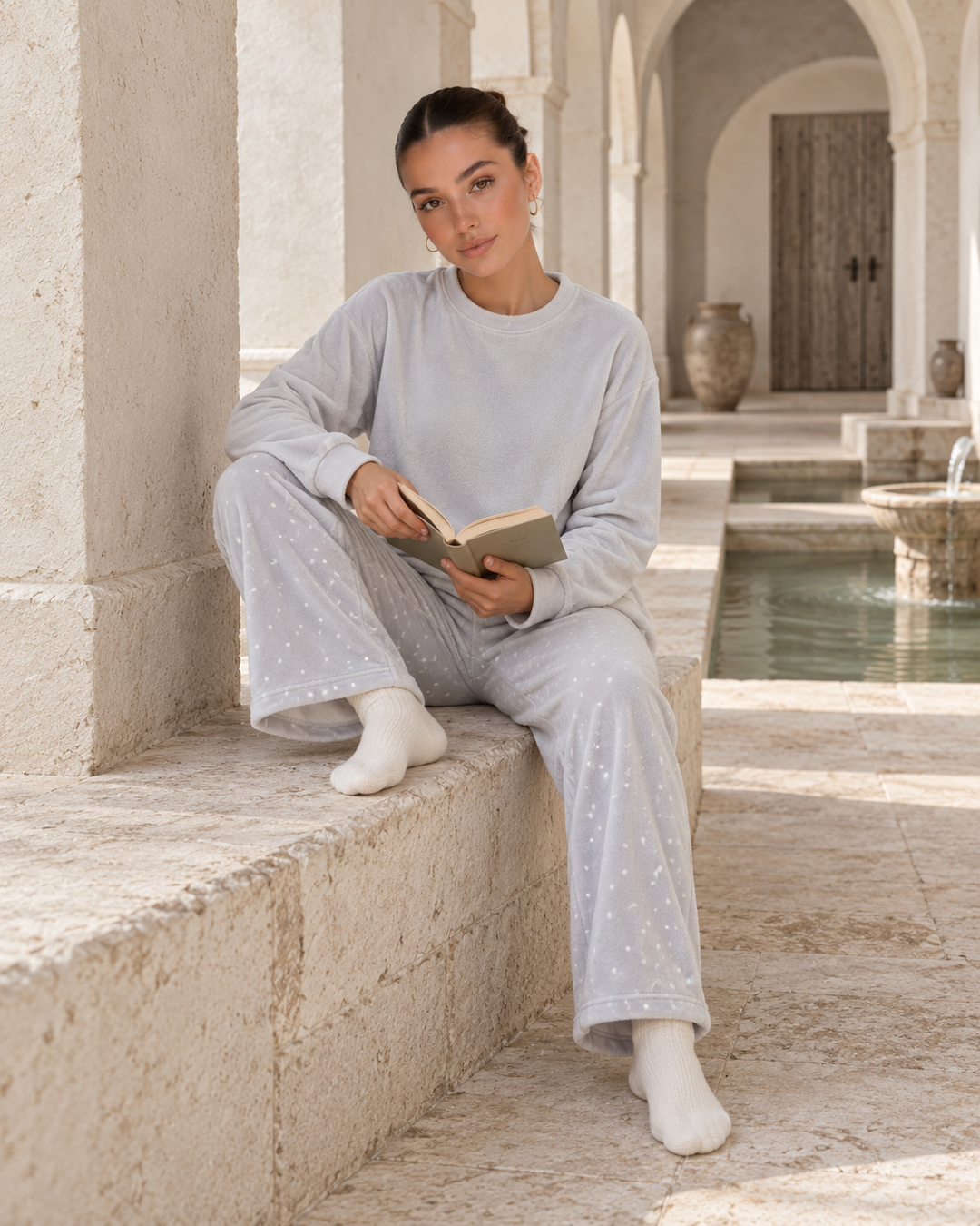 JOURI Star-Trouser Pajama Set - 9008, Light Gray