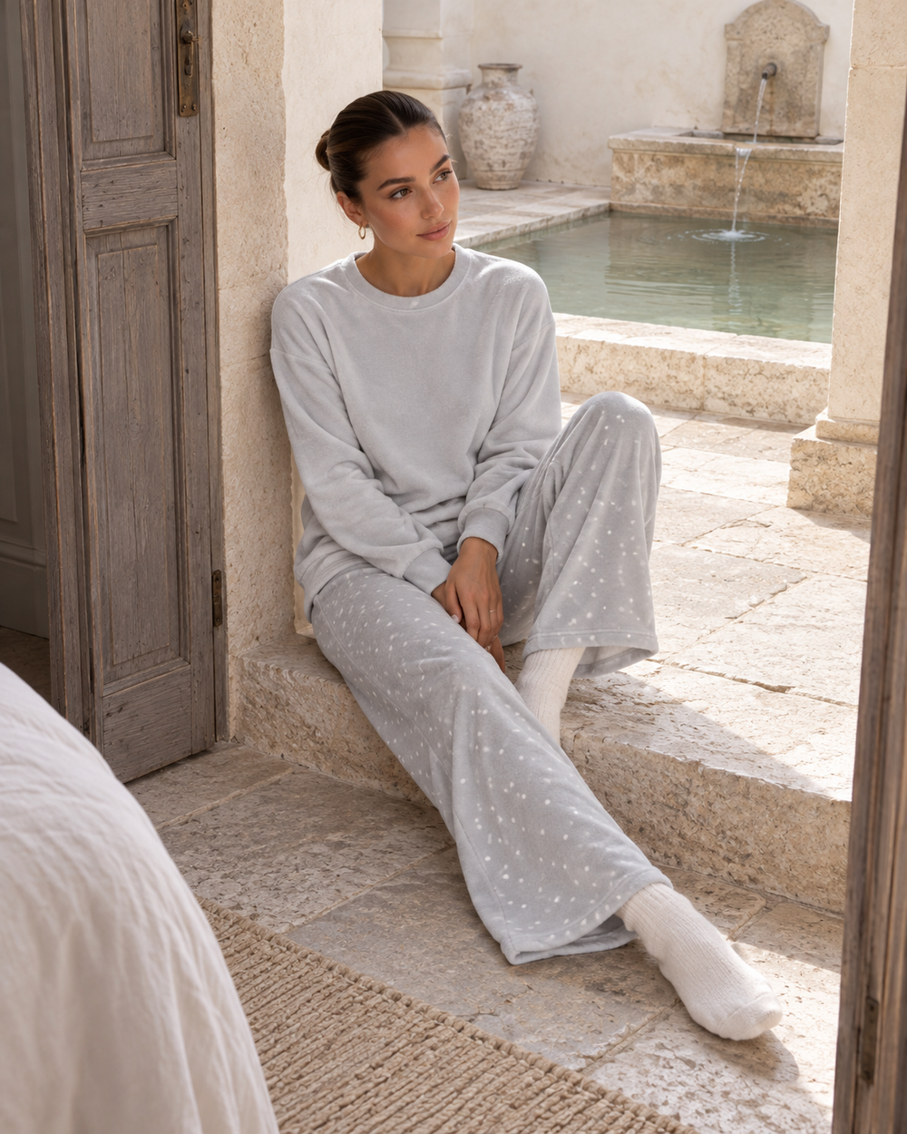 JOURI Star-Trouser Pajama Set - 9008, Light Gray