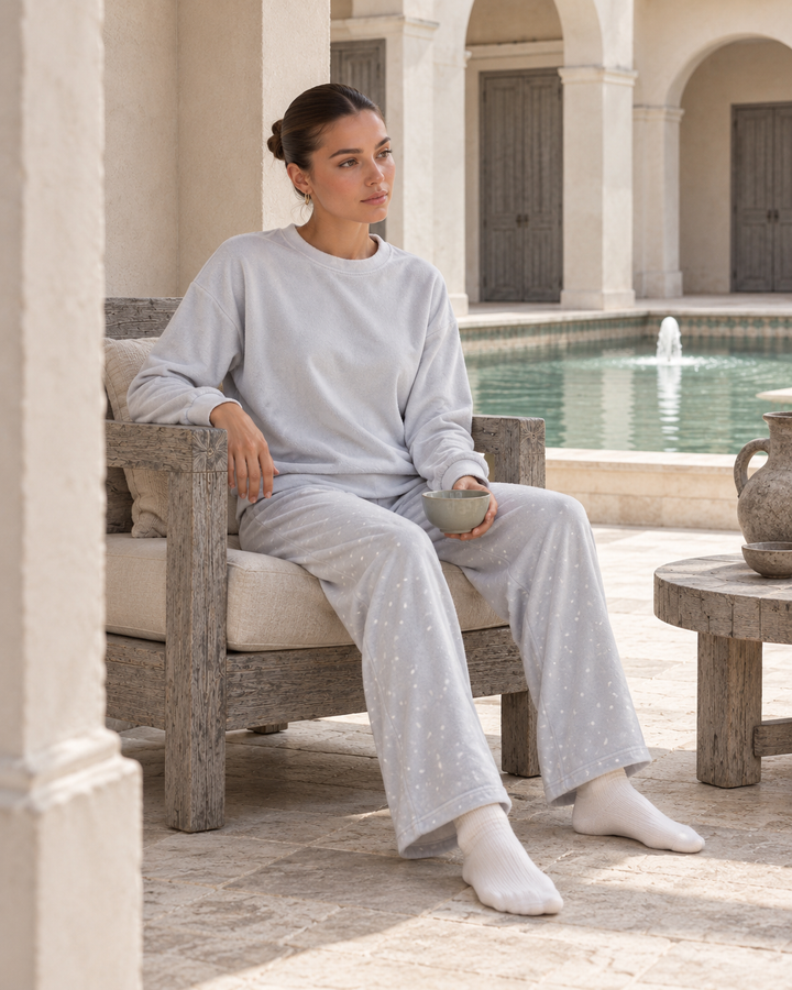 JOURI Star-Trouser Pajama Set - 9008, Light Gray