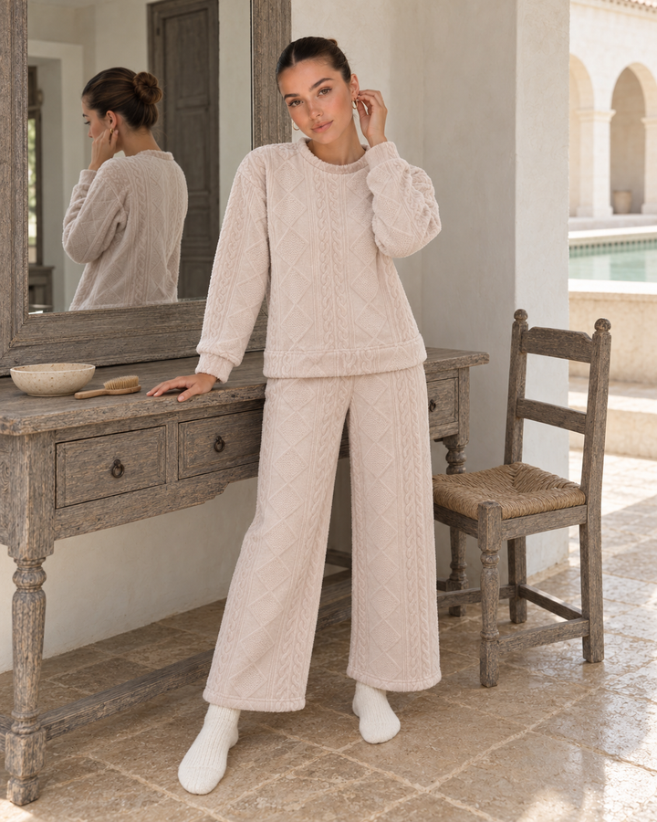 JOURI Diamond-Textured Pajama Set - 9005, Blush Pink