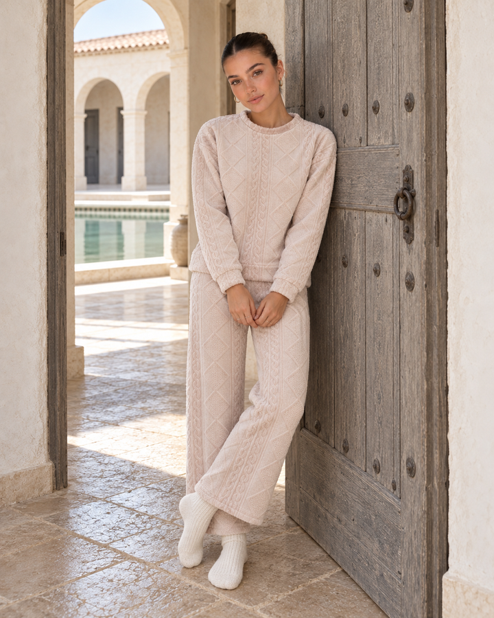 JOURI Diamond-Textured Pajama Set - 9005, Blush Pink
