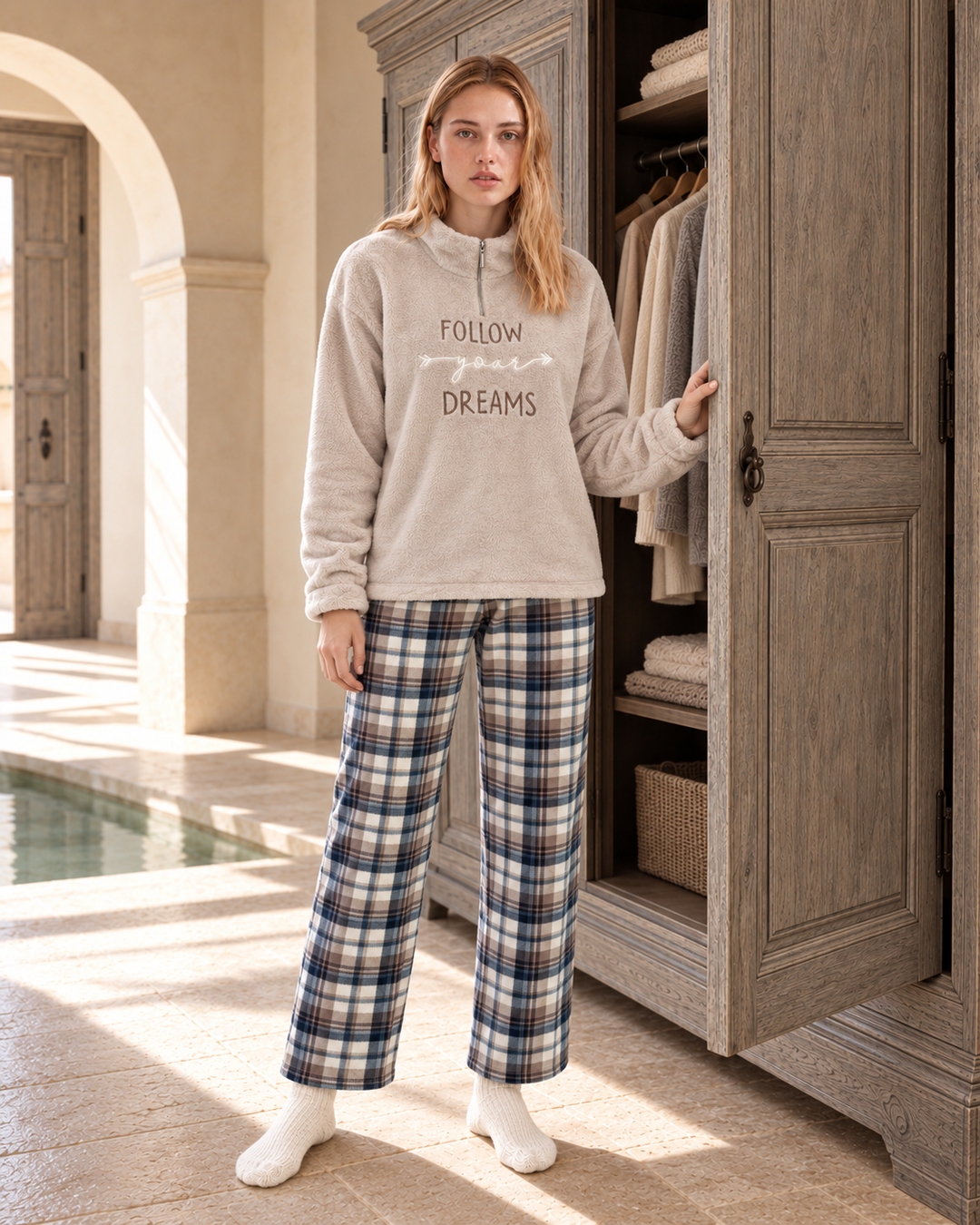 JOURI Follow Your Dreams Pajama Set - 9003, Beige