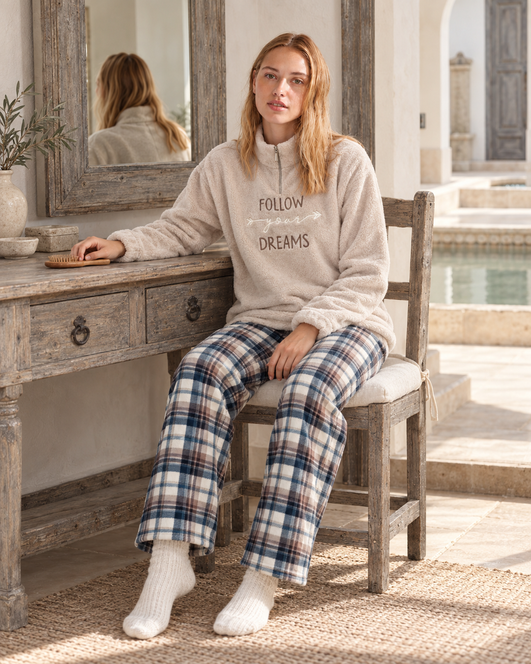 JOURI Follow Your Dreams Pajama Set - 9003, Beige