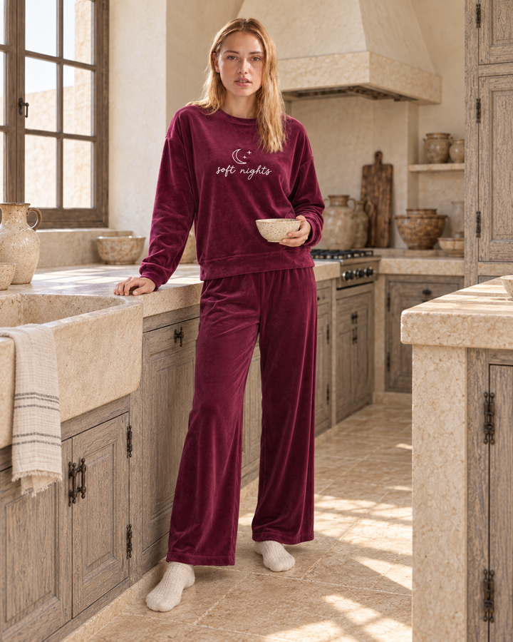 JOURI Soft Nights Pajama Set - 9023, Burgundy