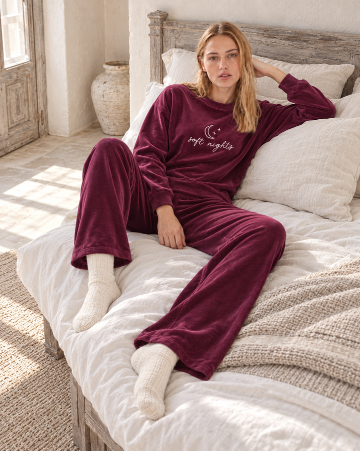 JOURI Soft Nights Pajama Set - 9023, Burgundy