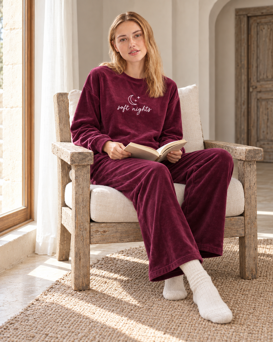 JOURI Soft Nights Pajama Set - 9023, Burgundy