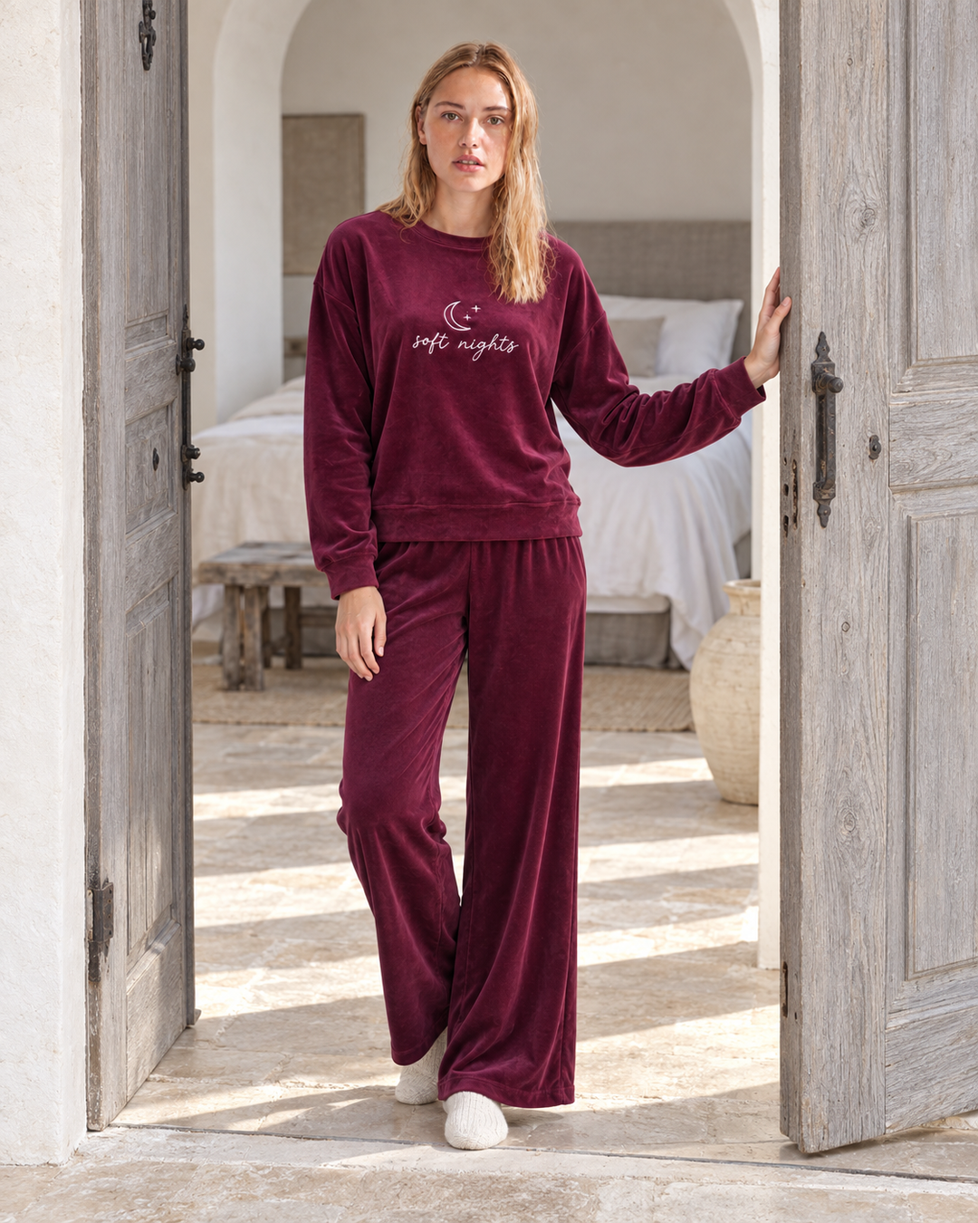 JOURI Soft Nights Pajama Set - 9023, Burgundy