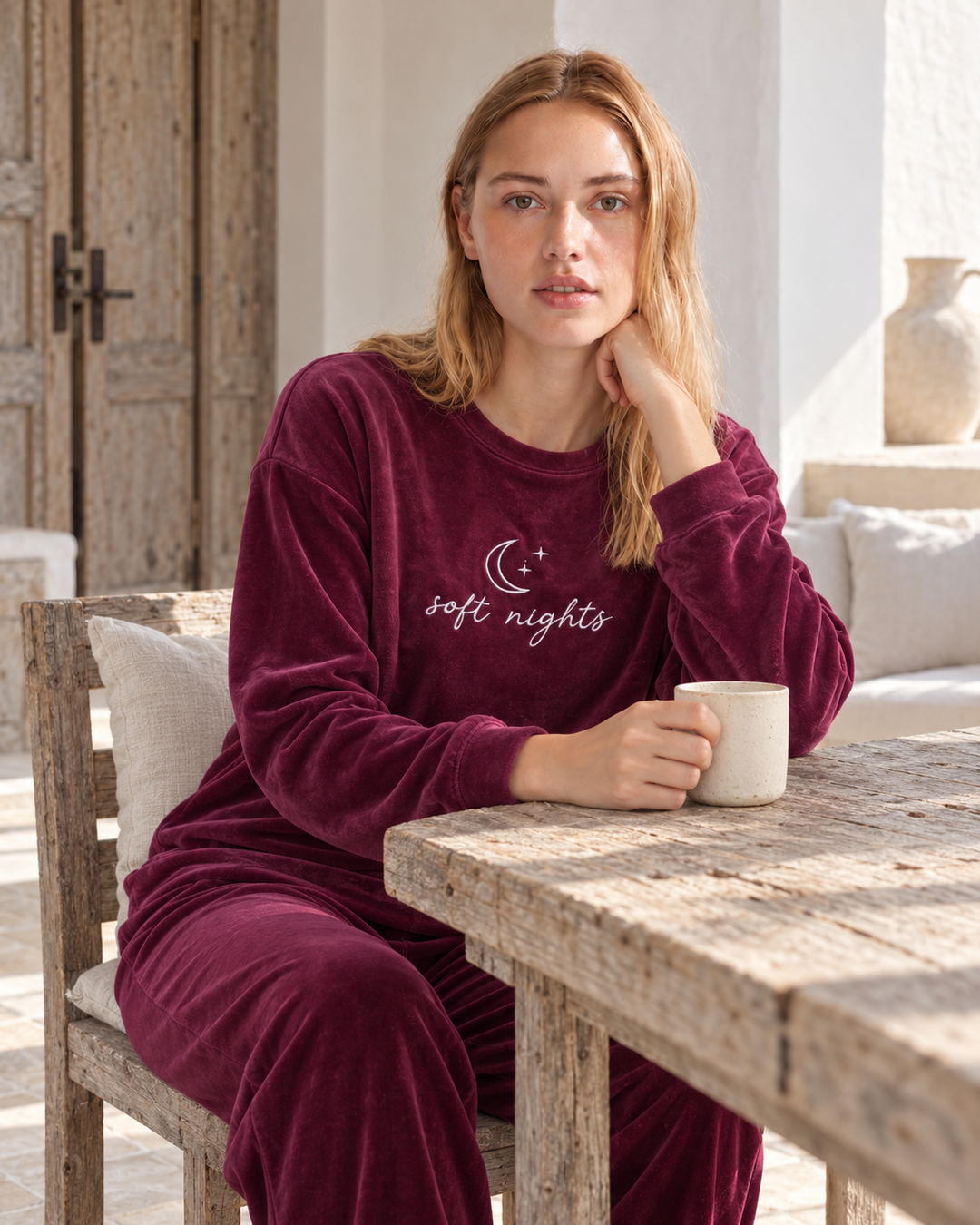 JOURI Soft Nights Pajama Set - 9023, Burgundy