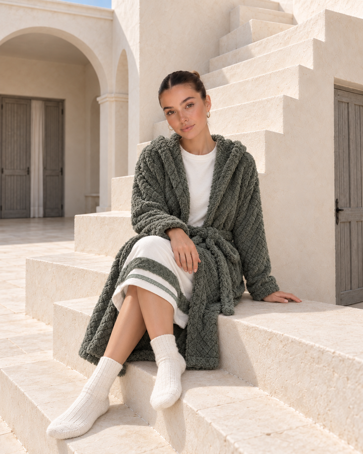 JOURI Hooded Robe Pajama Set - 9060, Green